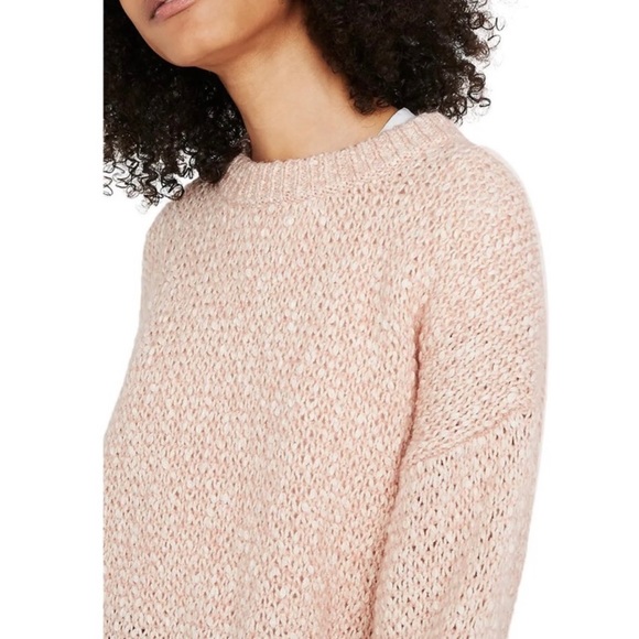 NEW MADEWELL PINK MARLED KNIT PULLOVER SWEATER - Picture 3 of 9
